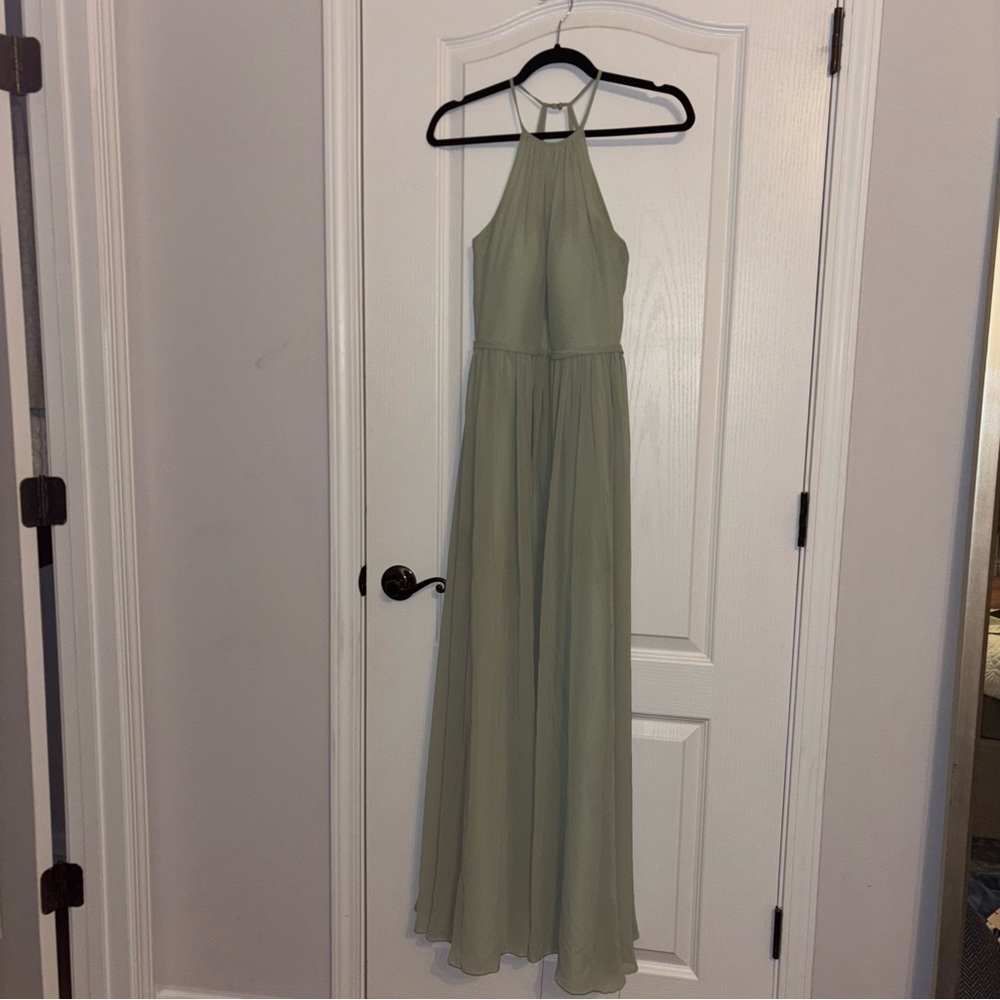 Azazie Halter Maxi Dress in Sage Green